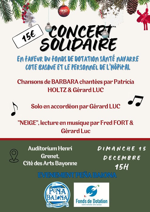 Grand concert solidaire de la Pena Baiona au profit du Fonds de Dotation le 15 décembre à Bayonne