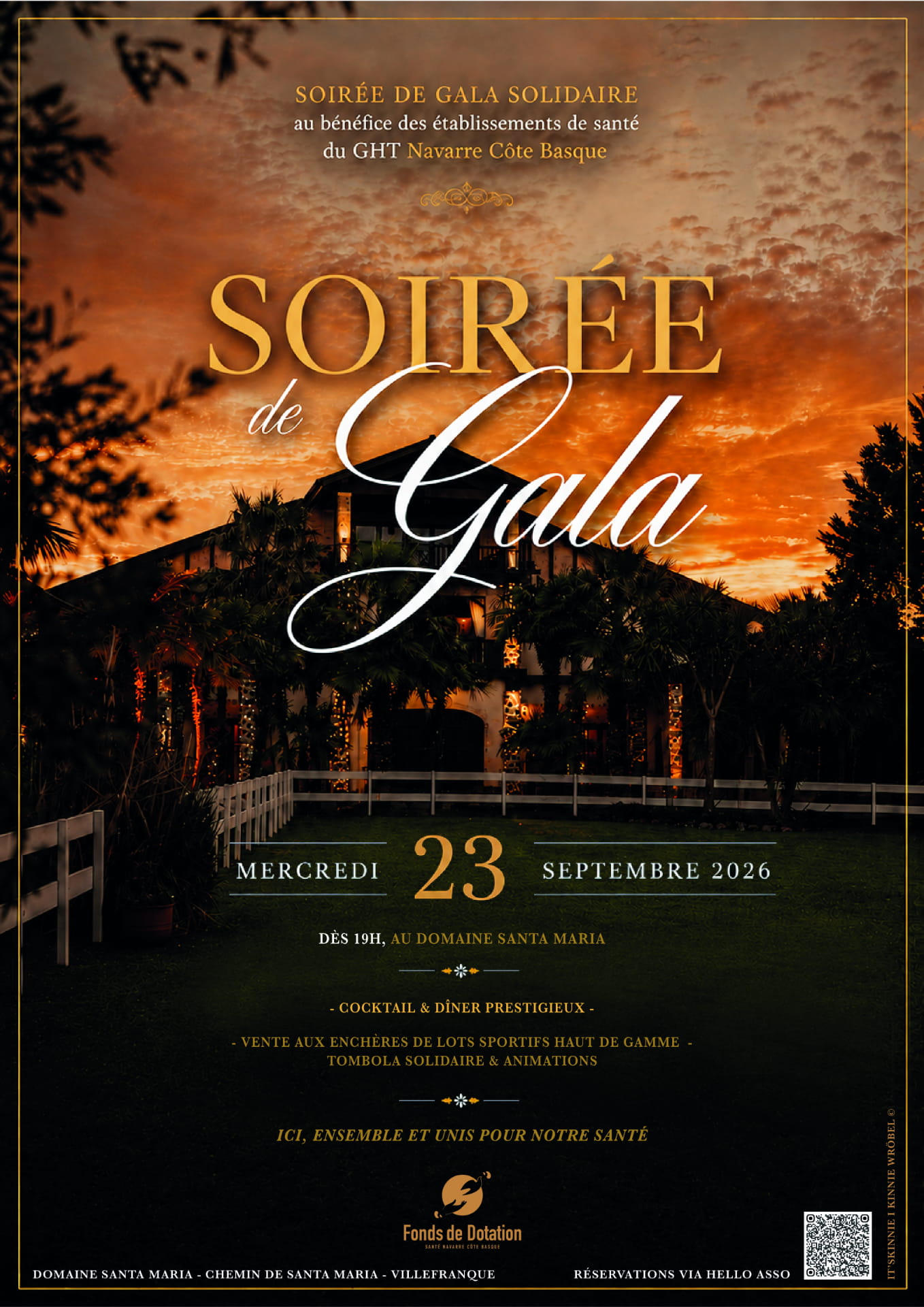Soirée de Gala du Fonds de Dotation : le 23 septembre au Domaine Santa Maria à Villefranque